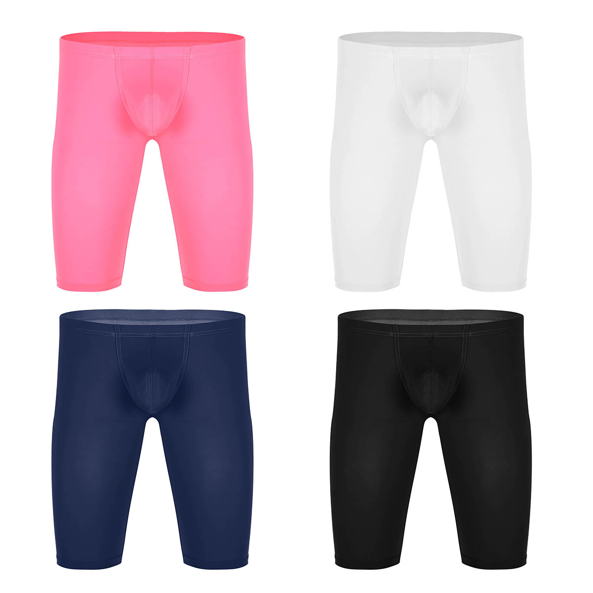 Tiaobug mænd elastisk linning penis bule pose træning stramme shorts trusser hurtigtørrende ensfarvet blød sexet mandlige tøser trusser