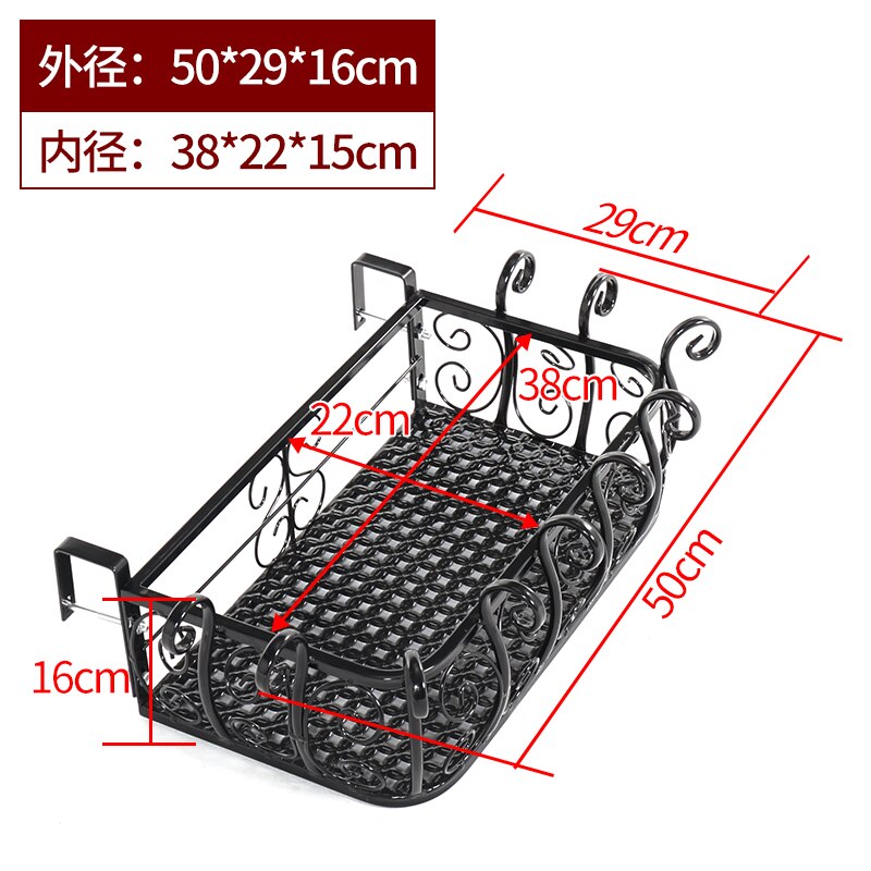 European style iron railing flower stand balcony guardrail hanging succulent wall pot rack anti-thef