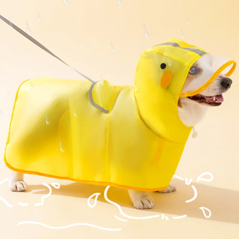 Ropa impermeable con forma de pato para perros y mascotas, impermeable para cachorros y mascotas, chaqueta impermeable con capucha, ropa suave de PVC para perros pequeños, Poncho de lluvia para cachorros: S / Blanco