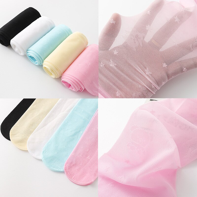 Collant per bambina in maglia estiva calza per bambini traspirante sottile stampata a stella tinta unita morbido elastico per neonato collant per bambina