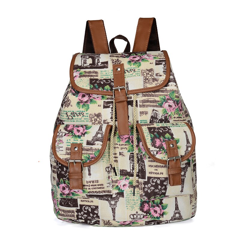Woven Fabric Female Bagpack Women Backpack Bohemia Boho Ladies Drawstring Rucksack Girls School Bags: Flower