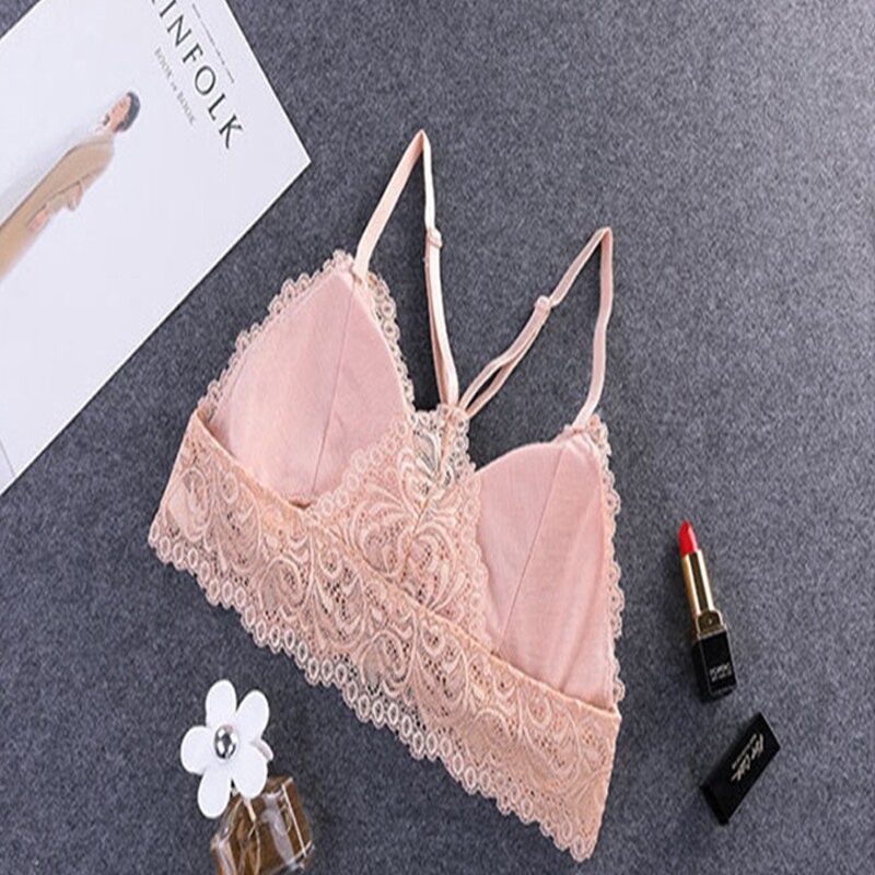 Women Wireless Bras for Women Plus Size Y-line Straps Backless Bras Lingerie Lace Sexy Bralette Push Up Breathable Bra: Skin