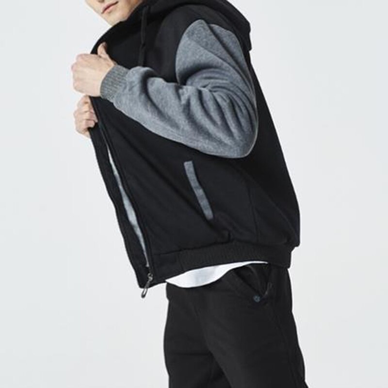 Sudaderas con capucha de béisbol para hombre, otoño con cremallera para hombre, sudaderas con capucha casuales de retales para monopatín, abrigo de manga larga con capucha cálido para invierno