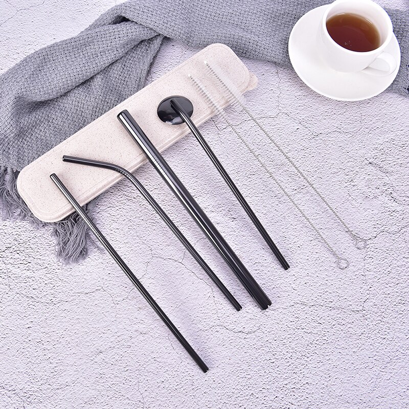 Stainless Steel Straws Rainbow Drinking Reusable Straws For Tumbler Straw: BK