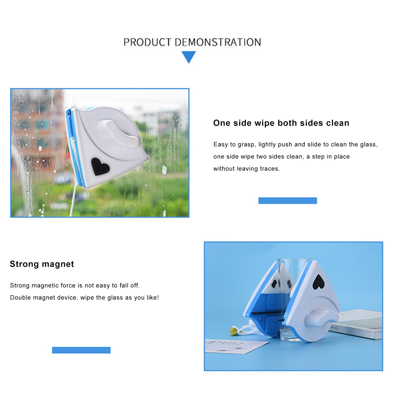 Magnetic Window Cleaner Double-Sided Window Cleaner Glass Wiper Outdoor Magnetic Window Cleaner Glass Wiper For Single Glazed