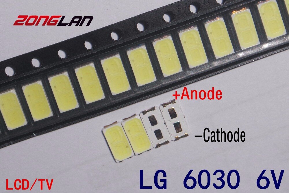 Für 200PCS LG SMD LED 6030 6V 1W Kalt Weiß Für TV Hintergrundbeleuchtung LED Perlen beste LATHT420M