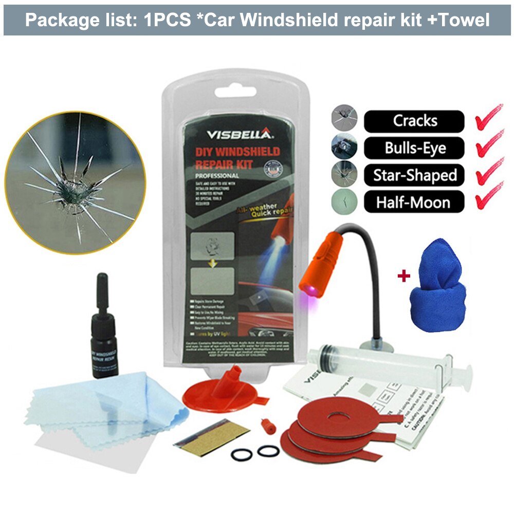 VISBELLA Car Windshield Repair Kit DIY Window Repair Tool Windscreen Glass Scratch Crack Restore Renewal Window Screen Polishing: Windshield 2