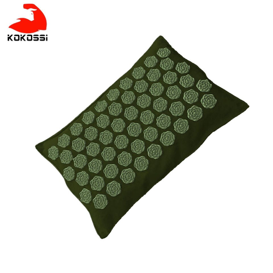 KoKossi-colchoneta de acupuntura de lino orgánico Natural, cojín de masaje con puntas de loto, esterilla de Yoga para alivio del dolor y espalda/cuello: Army Green Pillow