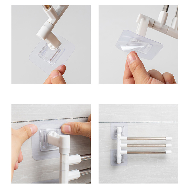 Rotatable Swing Arms Towel Rack Bathroom Kitchen Wall Mounted Bracket Save Space 2-6-Bar Aluminum Towel Hanger Organizer