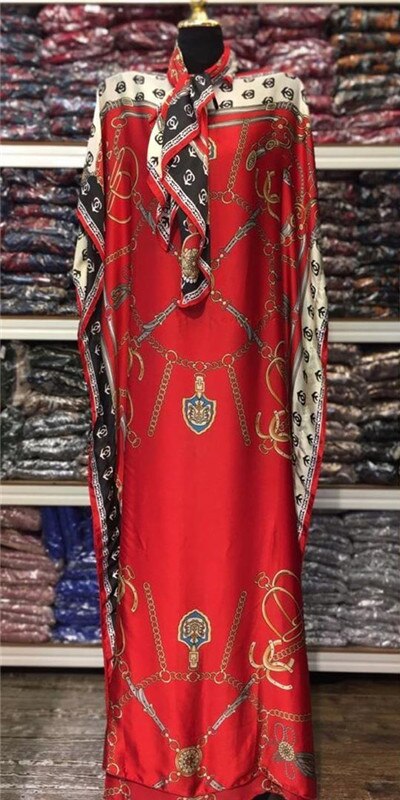 Dress Length 130cm, Bust:130cm dress for women/lady oversized Dress african print dresses for ladies/women: Red