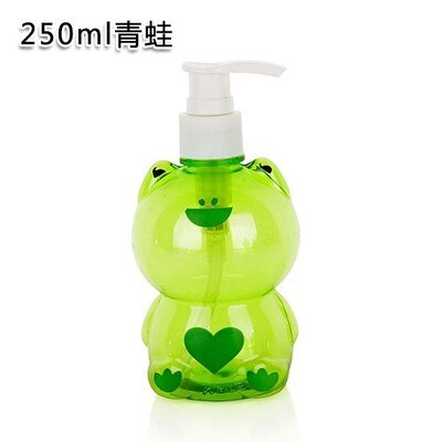 250ml bærbare børn søde dyresæbe dispenser frø/and form push-type dispenser shampoo og shower gel dispenseringsflaske: Lille frø