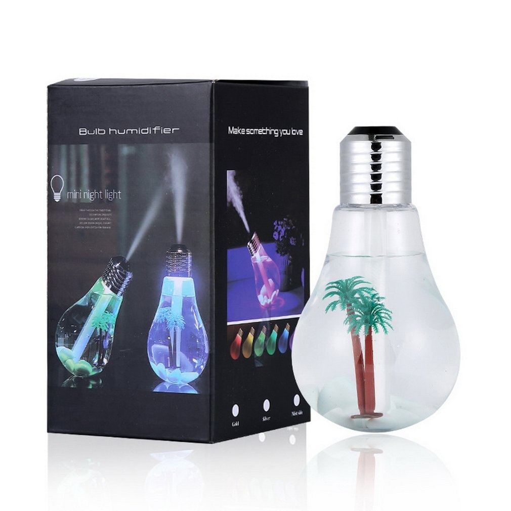 Bulb Humidifier 400ml USB Air Humidifier Colorful LED Night Lamp Essential Oil Diffuser for Home Office