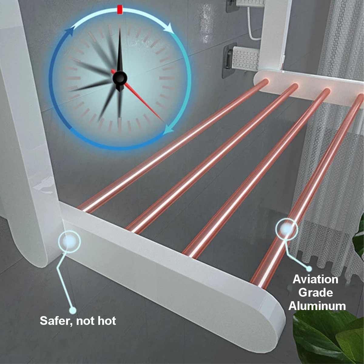 Punch-free Foldable Dryer Intelligent Electric Towel Warmer Heated Towel Rail Bathroom Wall mounted Space Aluminum Towel Rack