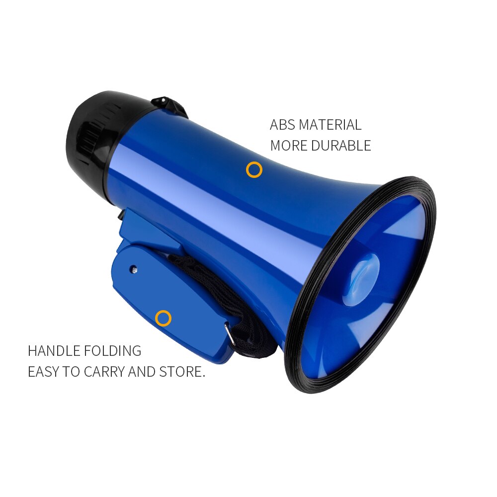 Portable Hand Megaphone Peddle Loudspeaker Recording Horn Tour Guide Speakers Loud 25W