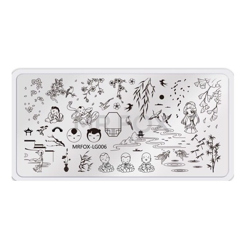 Nail Stamp Chinese Year Festive Pattern Pattern Nail Stamping Template Decoration DIY Template: MRFOX-LG06