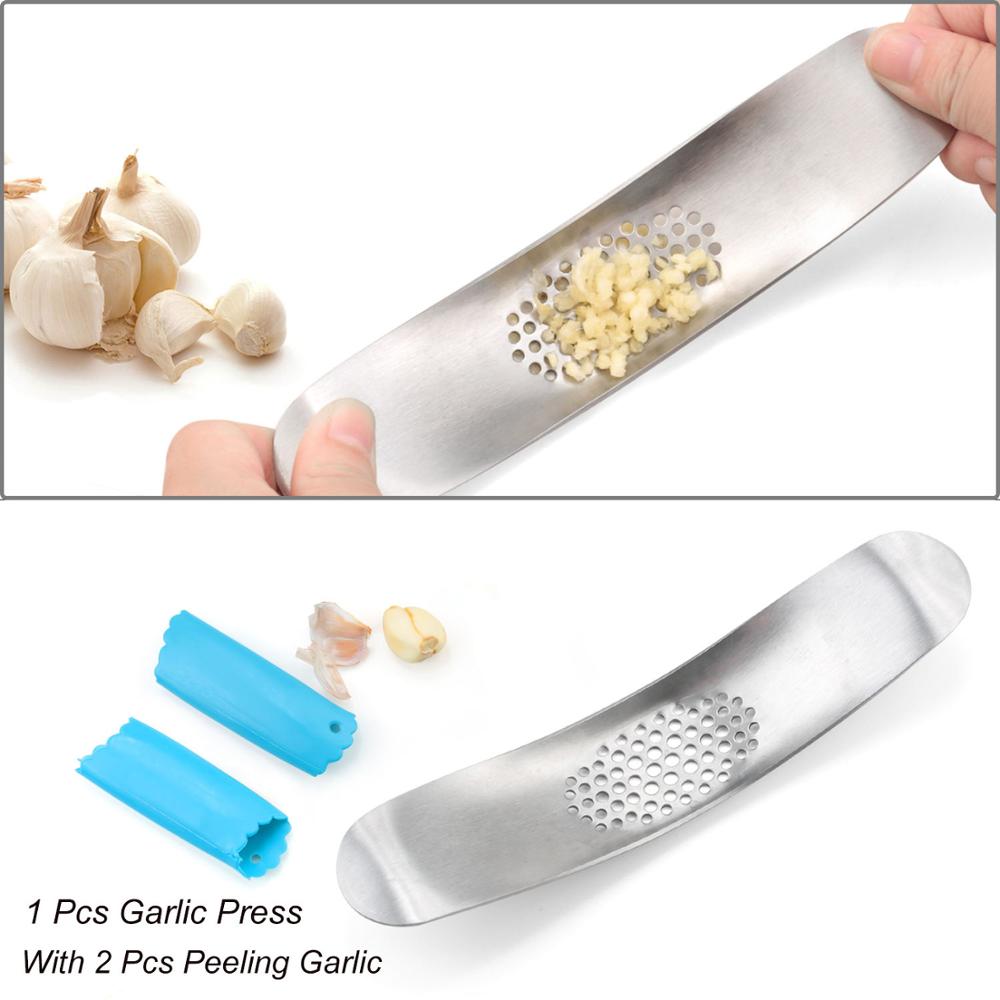 Multifunctional Stainless Steel Ginger Garlic Press Grinding Grater Planer Slicer Mini Cutter Kitchen Cooking Gadgets Tool: 03 1pcs with peeler