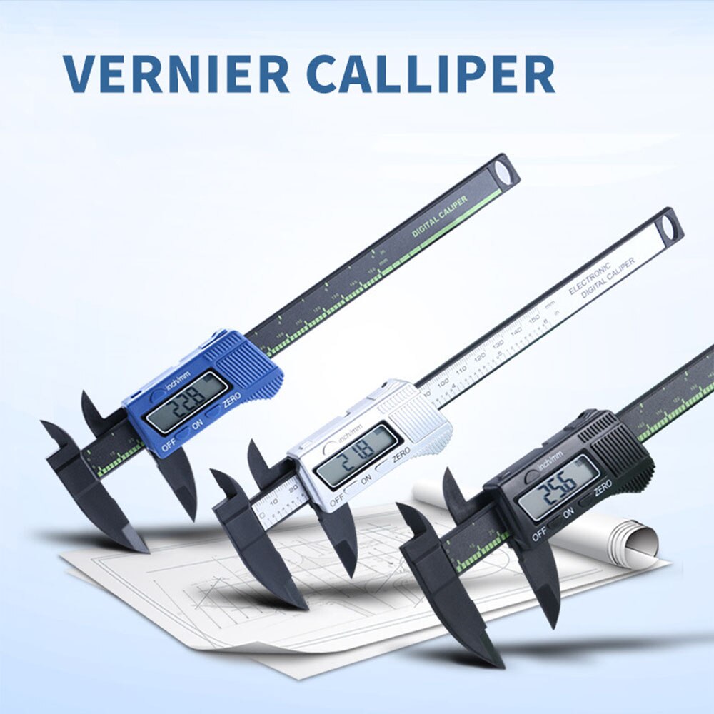 Precision Digital Caliper Large LCD Screen Plastic Electronic Vernier Caliper Measuring Tool 6 inch 0-150mm