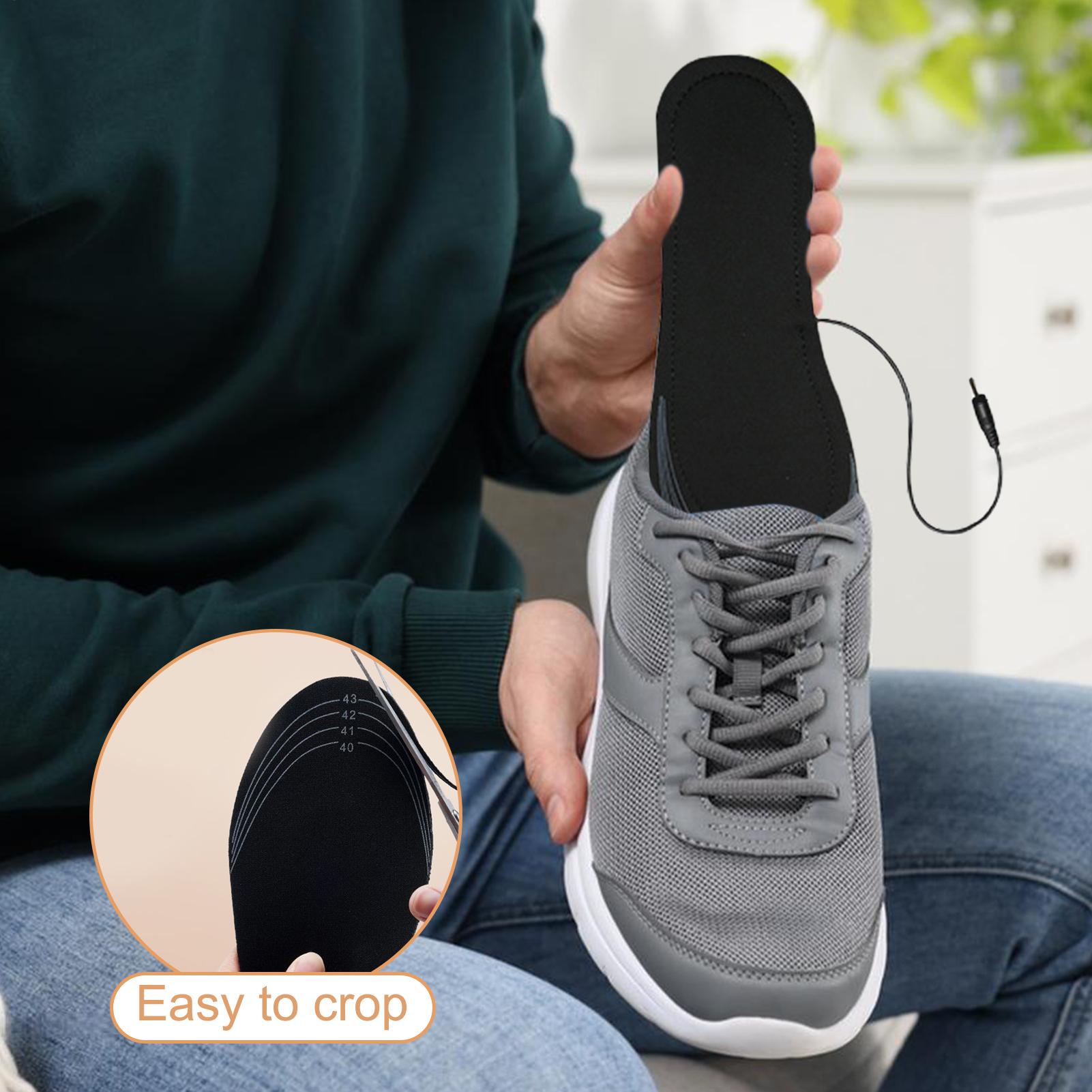 Usb heated insoles, cuttable thermal shoe inserts for outdoor sports, camping, , 4000 mah rechargeable battery pack, soft mesh