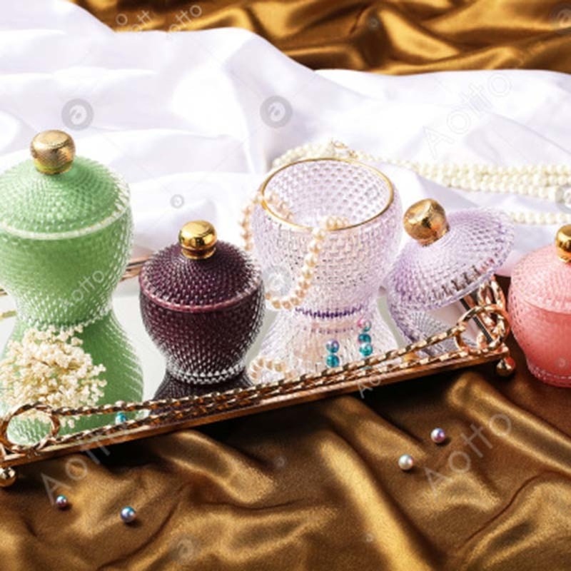 Glazen sieraden opbergpotten, transparant, phnom penh, suikerpot met deksel, ketting, ring, decoratie, kristallen flessen, container