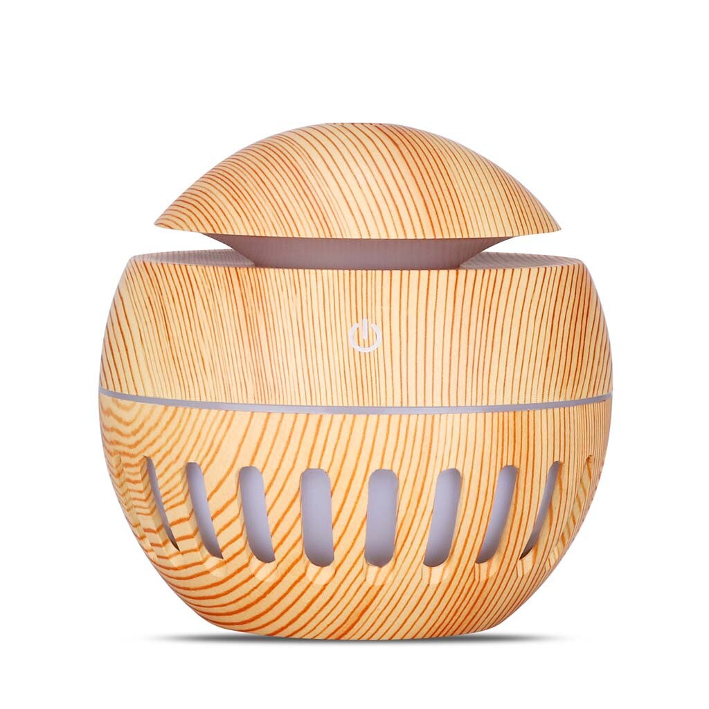 Electric Humidifier Essential Aroma Oil Diffuser Ultrasonic Wood Grain Air Humidifier USB Mini Mist Maker LED Light Humidifiers: White