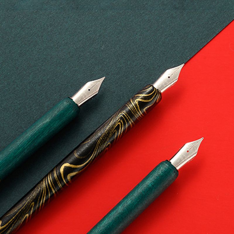 Marble Wood Manga Calligraphy Dip Pen Holder with 6 Nibs for Lettering Skiching
