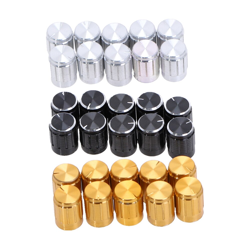 10Pcs Metal 6mm Hole Dia Light Lamp Dimmer Control Rotary Knob Cap 13x17mm Aluminum Volume Control Rotary Knobs