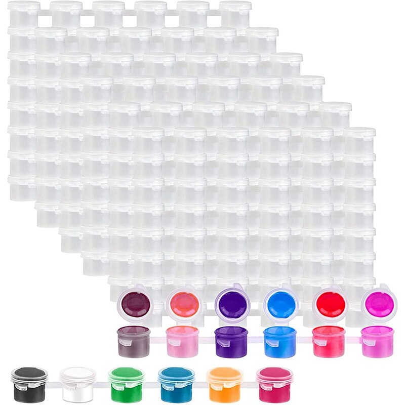 120 Strip 720 Pots 3Ml Empty Paint Strips,Paint Container Strips Cup Pots Clear Plastic Storage Containers For Classroom