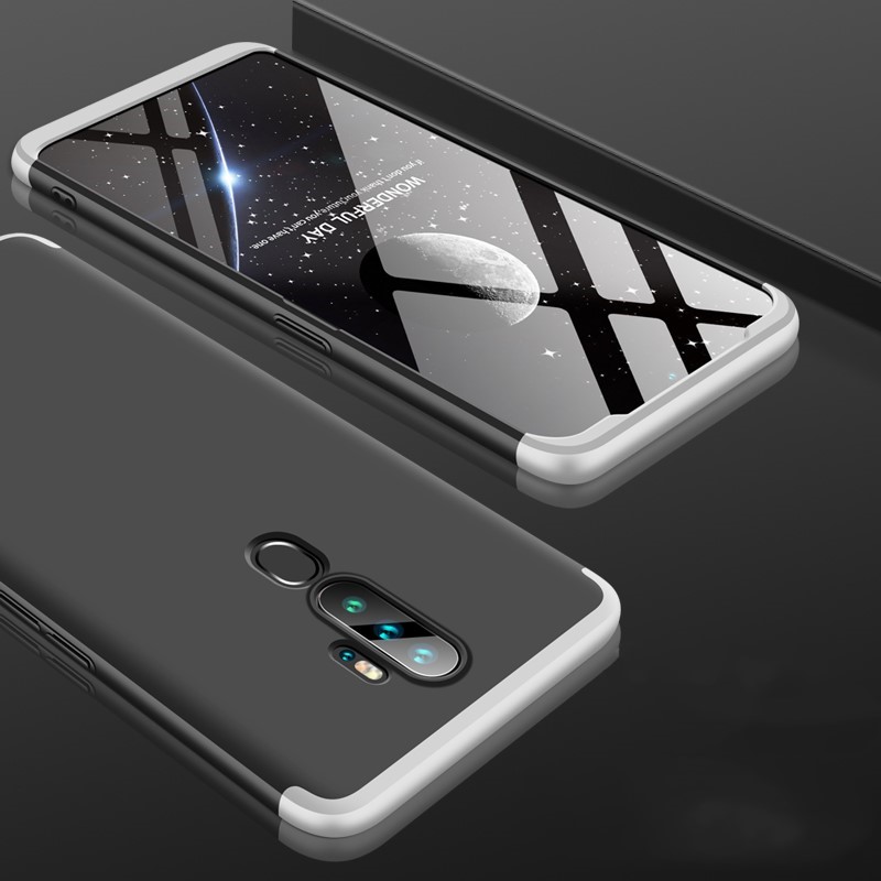 Voor Oppo A9 A5 Case Hard 3 in 1 Armor Matte Hybrid Beschermende Telefoon Cover Voor Oppo A11 a11X 360 Volledige Cover 6.5 inch: Oppo A5 2020 / Silvery and Black