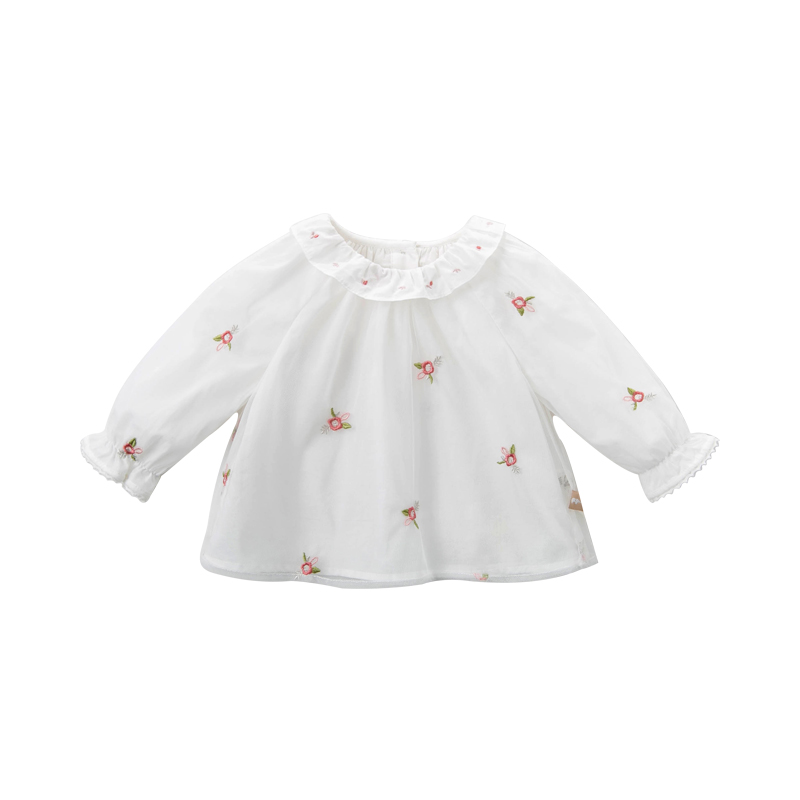 DBZ13491 camisetas de malla bordadas con flores bonitas para bebés de Primavera de DBZ13491 para niños pequeños, ropa de para niños: 4Y (100cm)