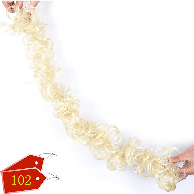 DIANQI un moño rizado con una banda de goma atada alrededor del moño y una cola de caballo envuelta alrededor del cabello de una mujer: 102