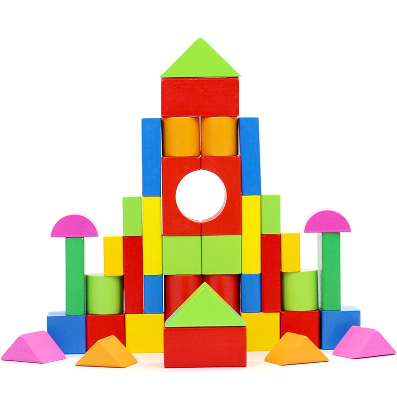 40/50pcs Digital Pattern Intellectual Building Blocks Shape Color Cognition Freely Build Early Learning Children's Blocks Toys: 40 pcs