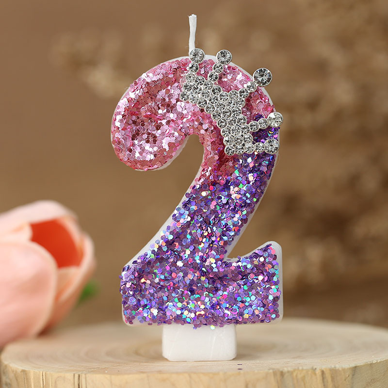 Bougies numéro 8, décoration de gâteau pour filles, bougies d'anniversaire à paillettes, couronne de princesse, bougie numérique, fournitures de fête d'anniversaire: Fluorescence Jaune