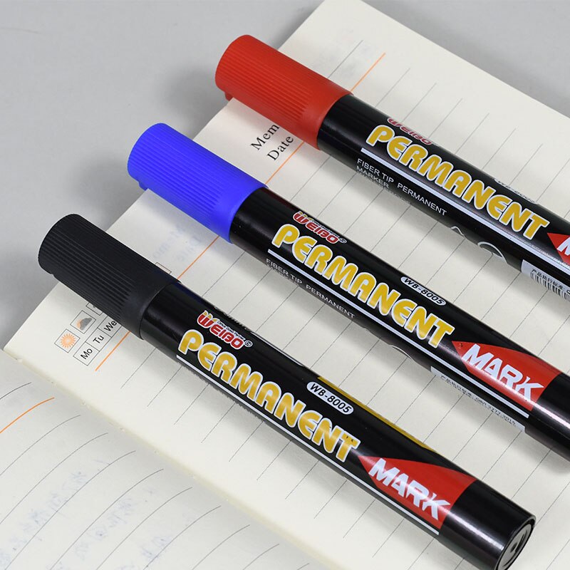 12 pcs/set permanent marker pen Large Capacity Blue Plastic Oily Waterproof Permanent Marker Pen Office School Supplies Markers