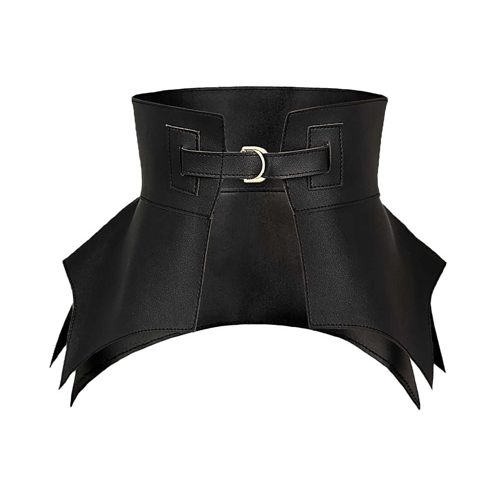 Cinturones irregulares de cuero Pu para mujer, falda larga y ancha de estilo Punk, abrigo de vestir, cinturilla elástica, corsé negro y marrón a la , 1 unidad: Negro