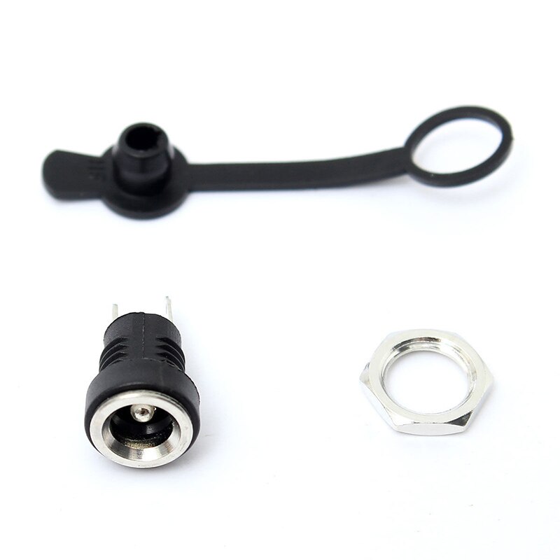 5pcs/lot Black Waterproof DC Power Socket Jack Power Charger Plug Panel Mount Female Mount Connector 3A 5.5x2.1mm
