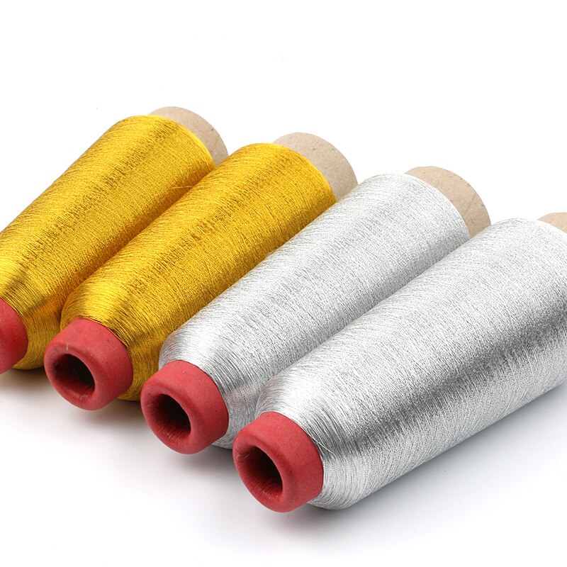 150d Sewing Machine Cone Threads Polyester Overlocking All Purpose Golden Silver Color Sewing Thread