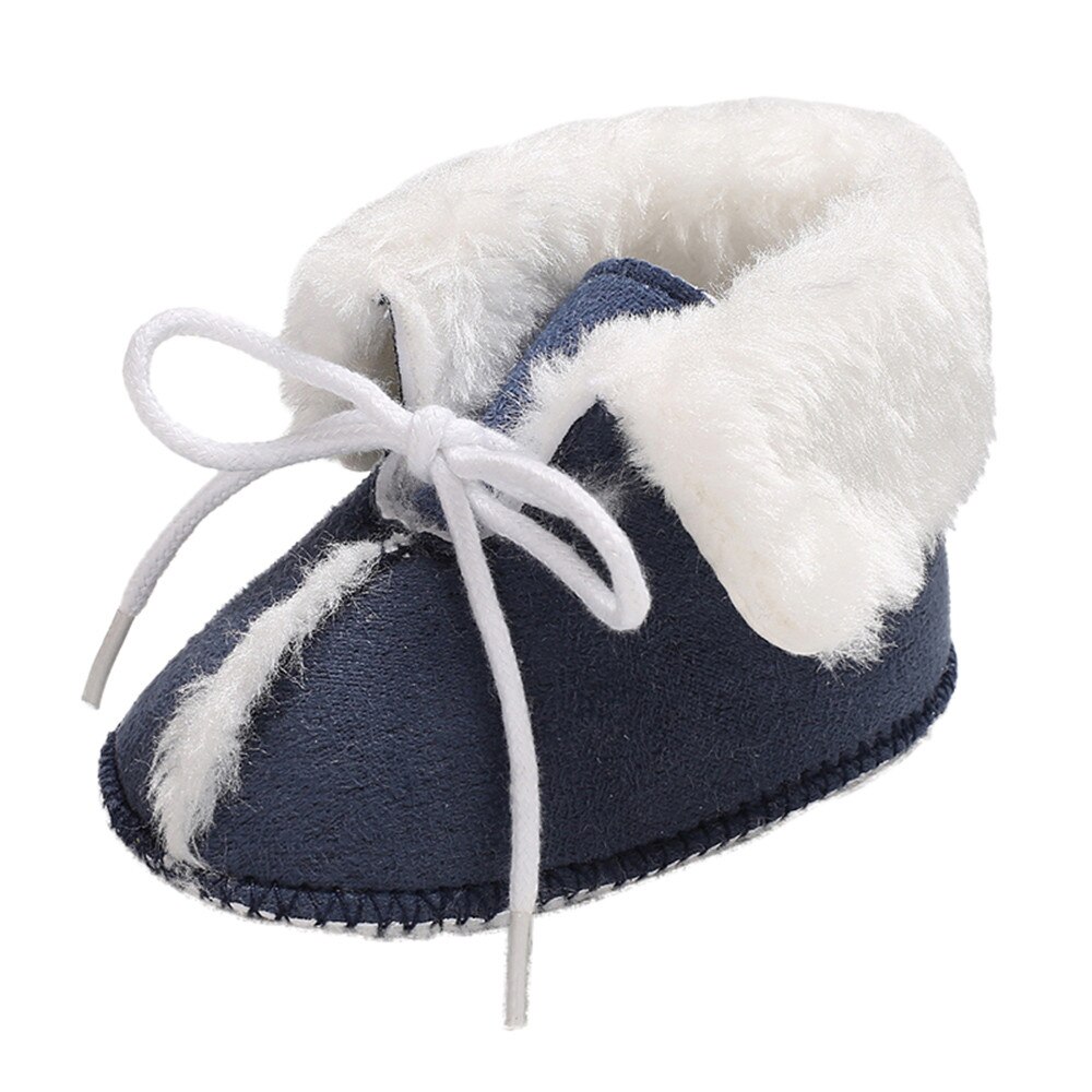 Baby Meisje Jongen Zachte Booties Pure Kleur Bandage Snowboots Peuter Warme Schoenen: Navy / 13