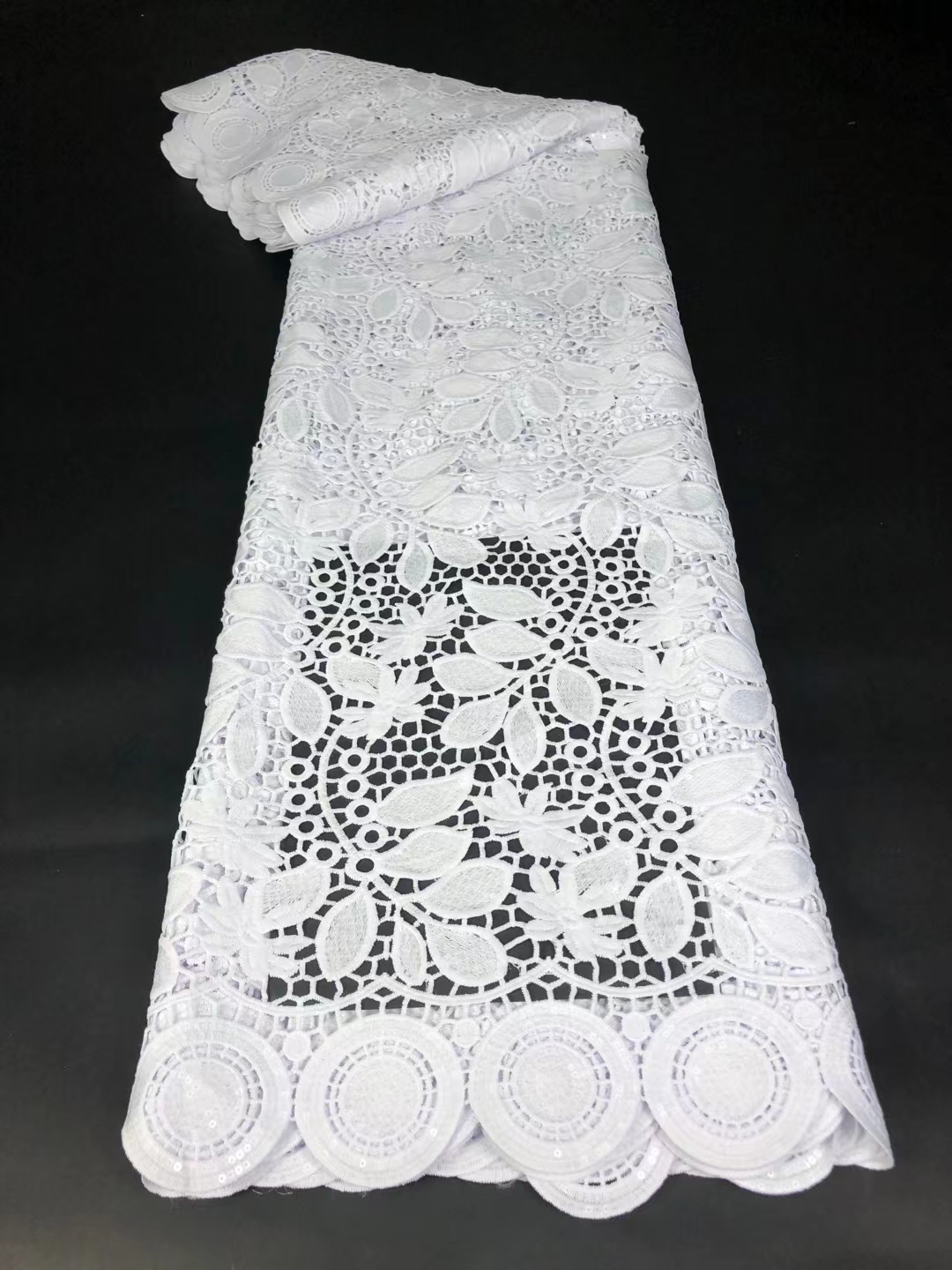 Tissu nigérian en dentelle Guipure blanche Pure, 5 Yards, de , avec paillettes, pour mariage, dernière collection: as picture5