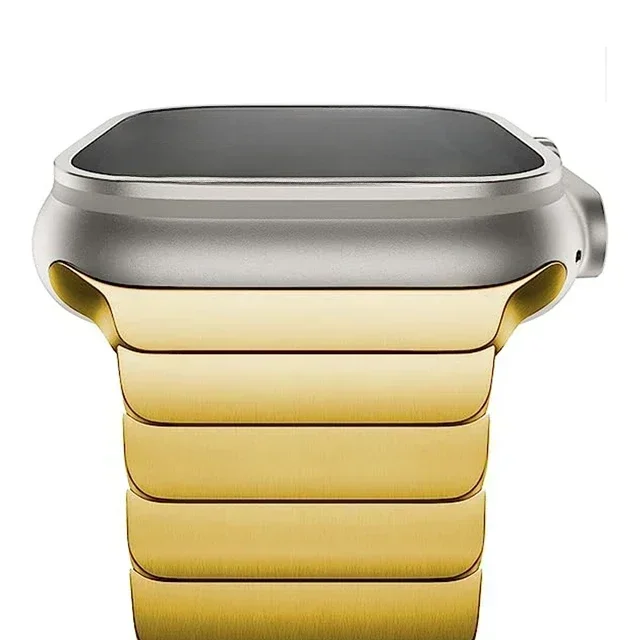Bracelet couleur titane pour Apple Watch Ultra 2 49mm 10 46mm 9 8 7 5 4 se 6 boucle pour iwatch 45mm 41 42 44mm bracelet en acier inoxydable: Or / 16mm