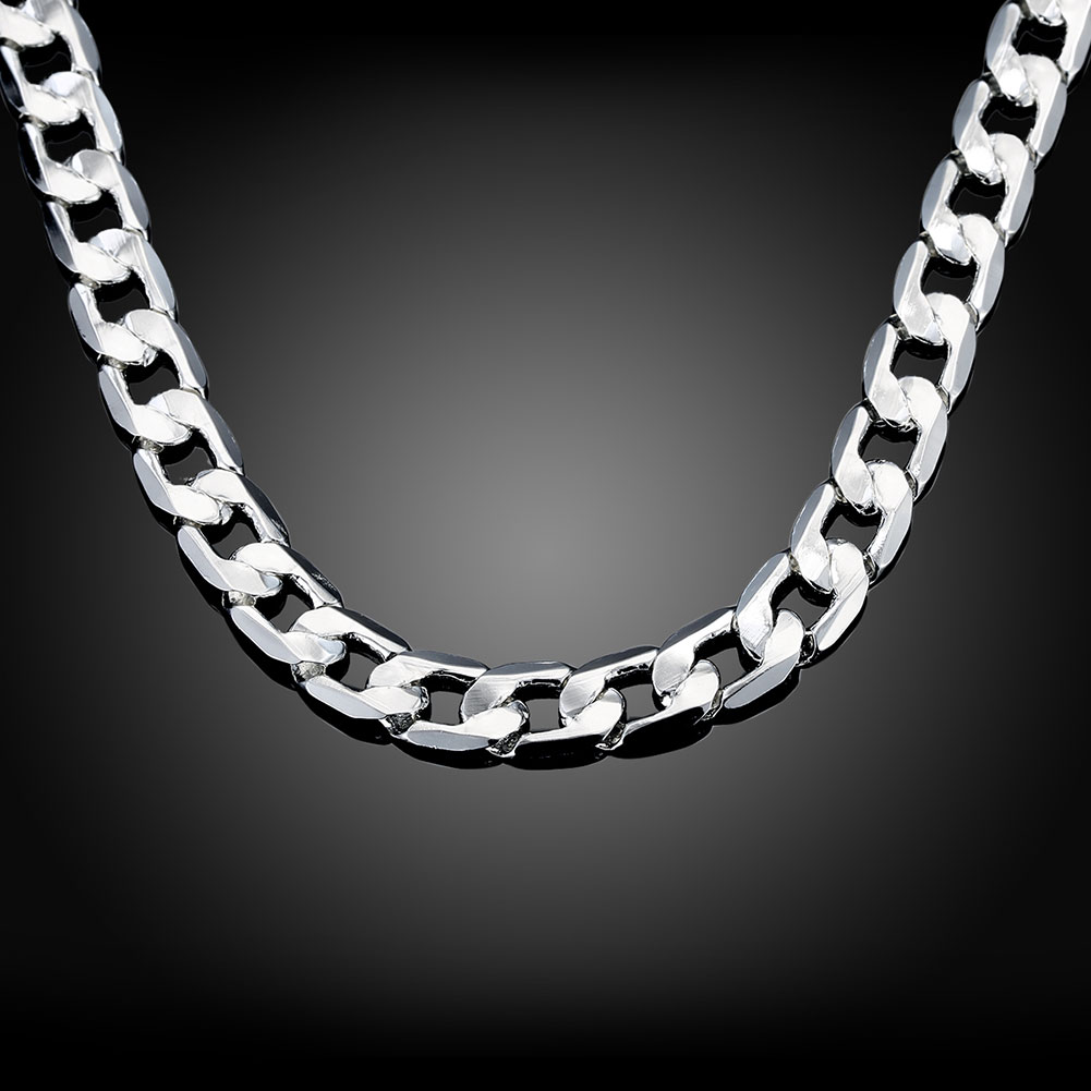 Speciale aanbieding zilverkleurige ketting voor heren 20/24 inch klassieke 8 mm ketting luxe sieraden bruiloft kerstcadeaus