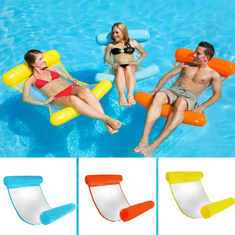 1 Pcs Summer Floating Water Hammock Float Lounger Floating Toys Inflatable Floating Bed Beach Swimming Pool Bed Chair