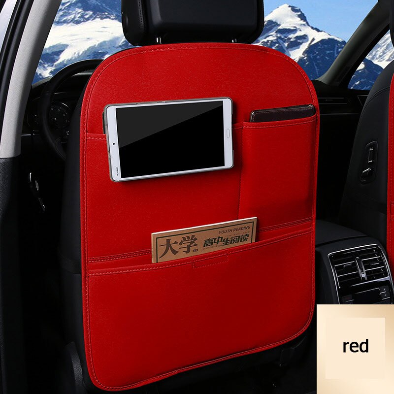 1pc pu skinn bil arrangør sete rygg oppbevaring vanntett beskyttelse bag deksel holder bak sete arrangør til låve oppbevaringsmatte: Rød