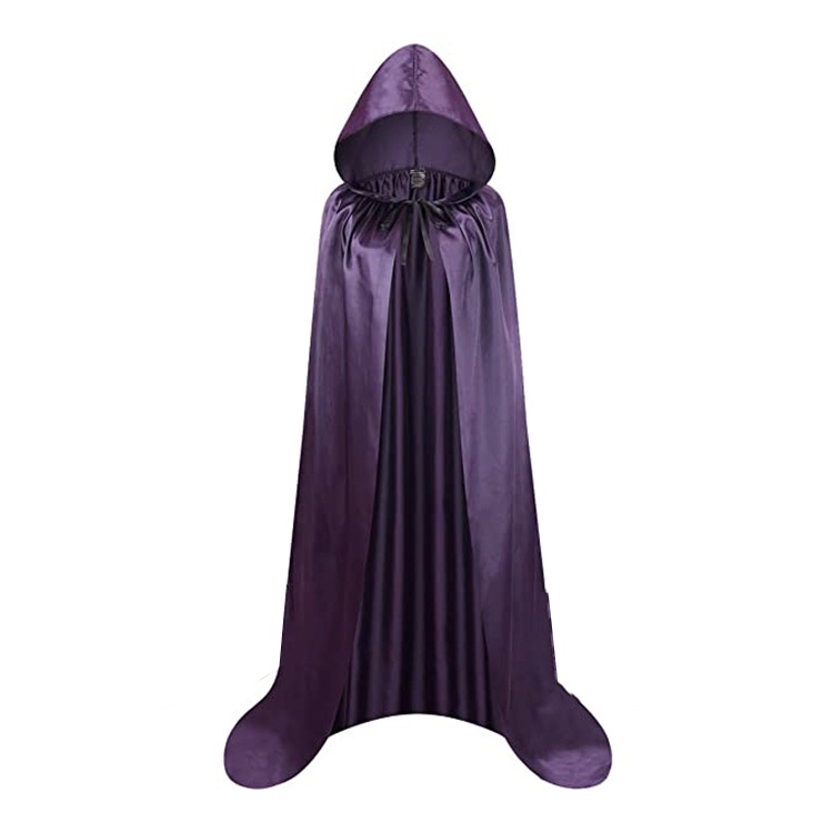 Maskerad-Umhang, weich, Unisex, mit Kapuze, schwarze Robe, Hexe, langer Umhang, Cosplay-Kostüm, Requisite, Party-Performance-Zubehör, Urlaubsdekoration: S / Black