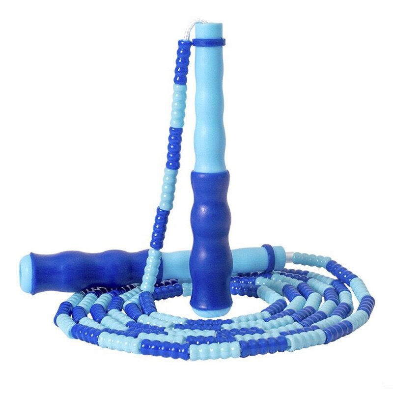 Cuerda para saltar con cuentas suaves ajustables de 2,8 m de longitud, cuerdas para saltar para niños para Fitness en interiores y exteriores: Azul