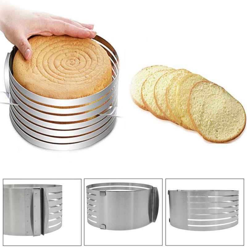 Rvs Verstelbare Ronde Brood Cake Cutter Mousse Ring Decoratie Slicer Cake Fondant Mold Mould Cake Bakken Cutter D0P2