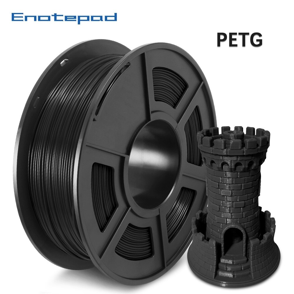 Enotepad PETG 3D Filament 1,75mm 1KG/2,2 LB Spule Haustier Drucker Material 100% keine blasiert Toleranz +-0,02 MM 3д принтер пластик: PETG-Schwarz