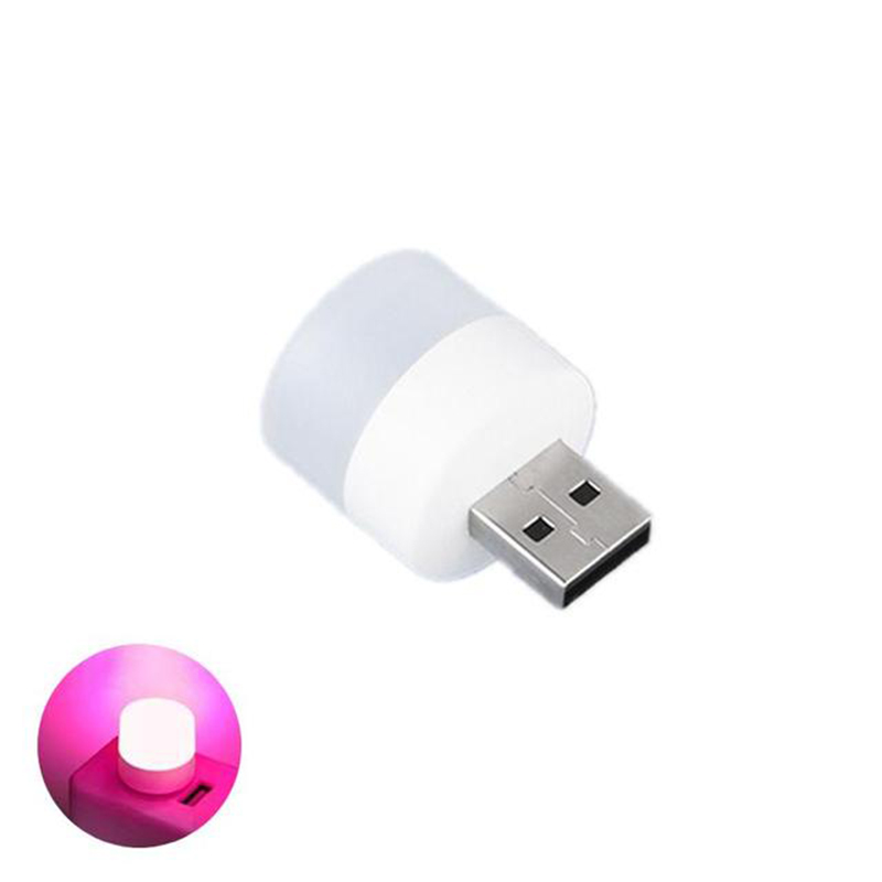 Usb-nattlampa mini led-kontaktlampa powerbank laddningsboklampor små runda läs- och ögonskyddslampor utomhus bärbara: Rosa