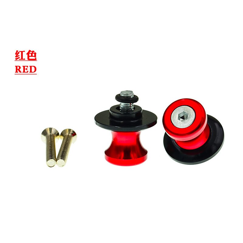 2 stk 6-8mm 10mm universell motorsykkel aluminiumslegering svingarm spoler gli stativ skruer til yamaha honda suzuki kawasaki: Rød / 10mm