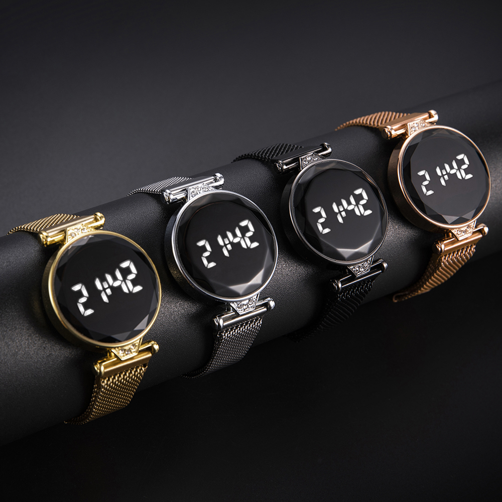 Montre-Bracelet magnétique milanaise pour femmes, montre-Bracelet de Sport numérique LED, horloge électronique pour dames et filles