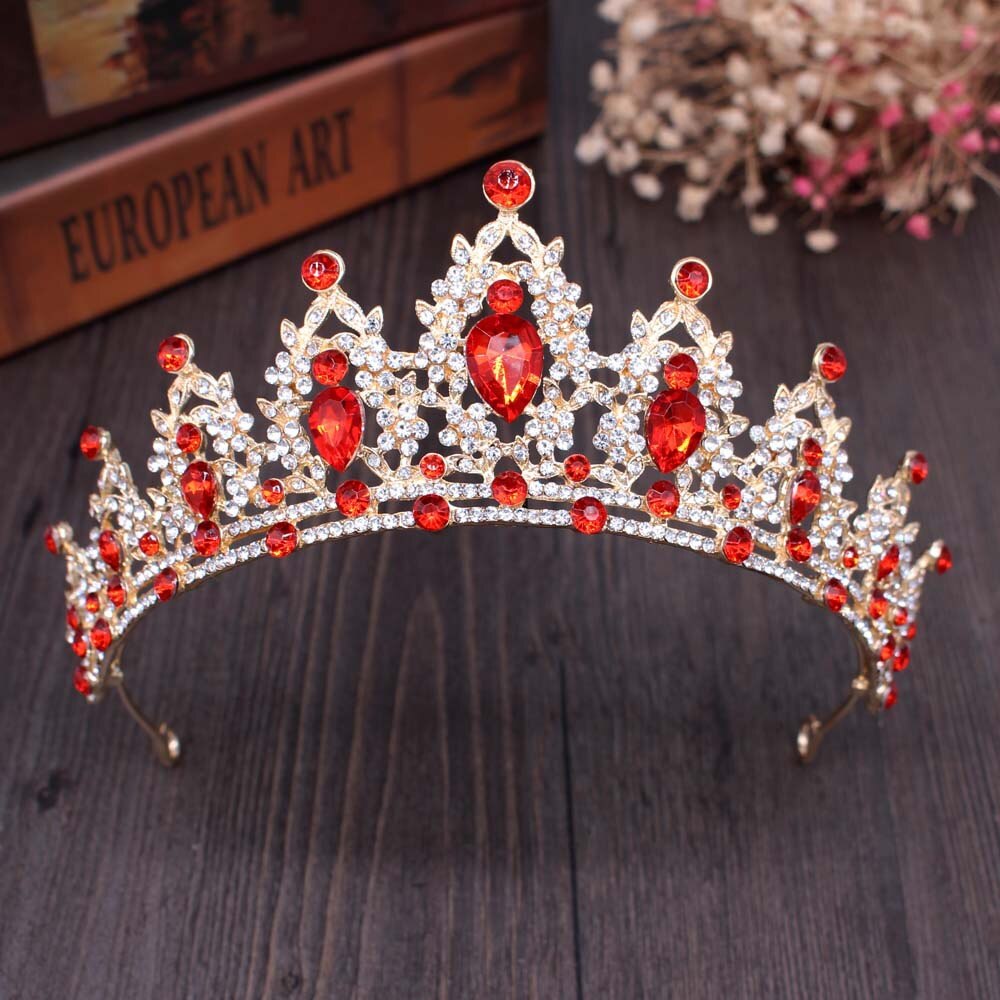 KMVEXO Vintage Gold Queen Princess Crowns Crystal Diadem For Bridal Hair Accessories Bride Tiaras Headbands Tiara De Noiva